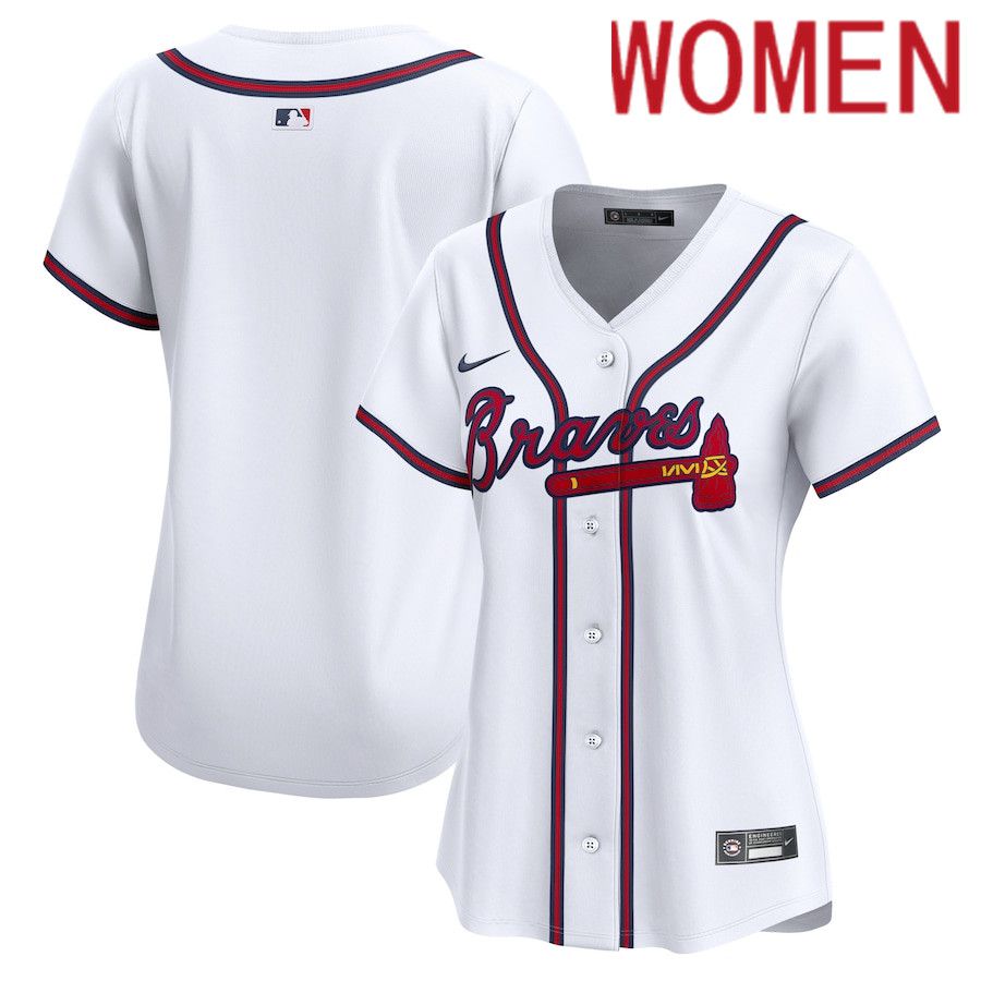 Women Atlanta Braves Blank Nike White Home Limited MLB Jersey->->